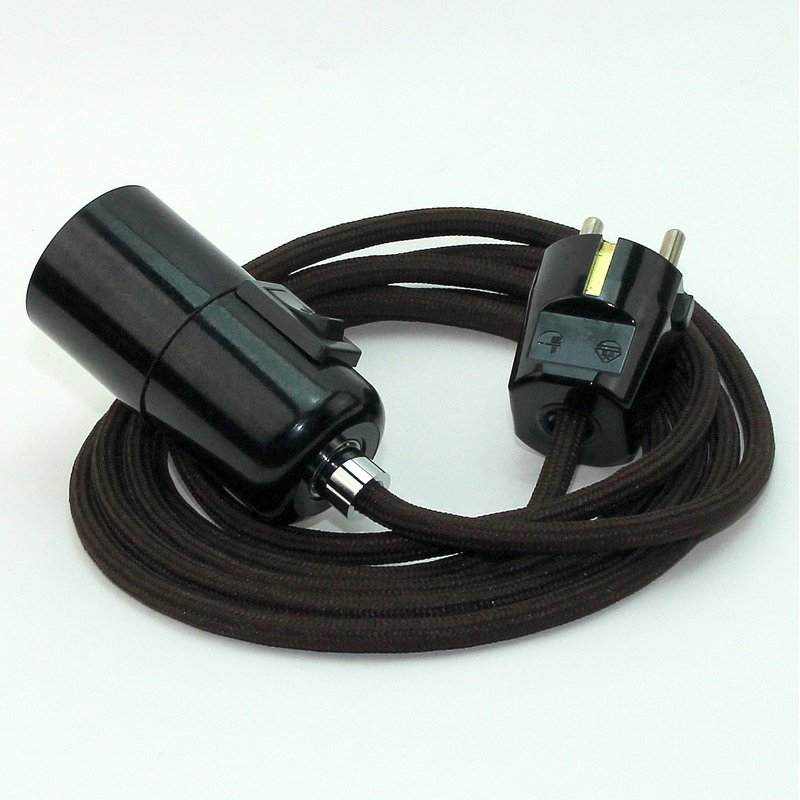 Lampenaufhängung mit Textilkabel Kabel mit Fassung E27, mit / ohne