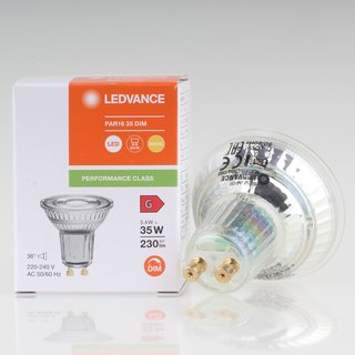 LEDVANCE GU10 PAR16 LED Leuchtmittel 3.4W=(35W) 3000K 230lm 36 dimmbar Reflektor-Lampe