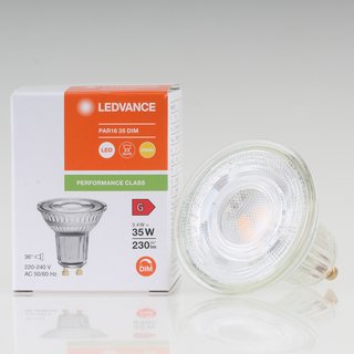 LEDVANCE GU10 PAR16 LED Leuchtmittel 3.4W=(35W) 3000K 230lm 36 dimmbar Reflektor-Lampe