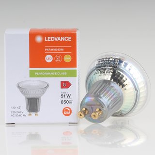 LEDVANCE GU10 PAR16 LED Leuchtmittel 7.9W=(51W) 2700K 650 lm 120 dimmbar Reflektor-Lampe