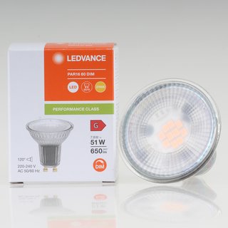 LEDVANCE GU10 PAR16 LED Leuchtmittel 7.9W=(51W) 2700K 650 lm 120 dimmbar Reflektor-Lampe